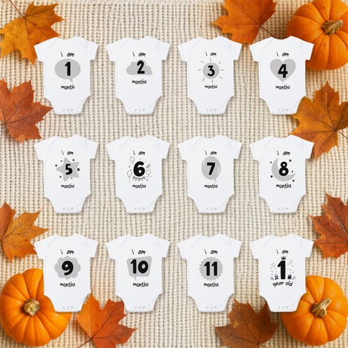 Baby milestone vests set 12 - milestone,